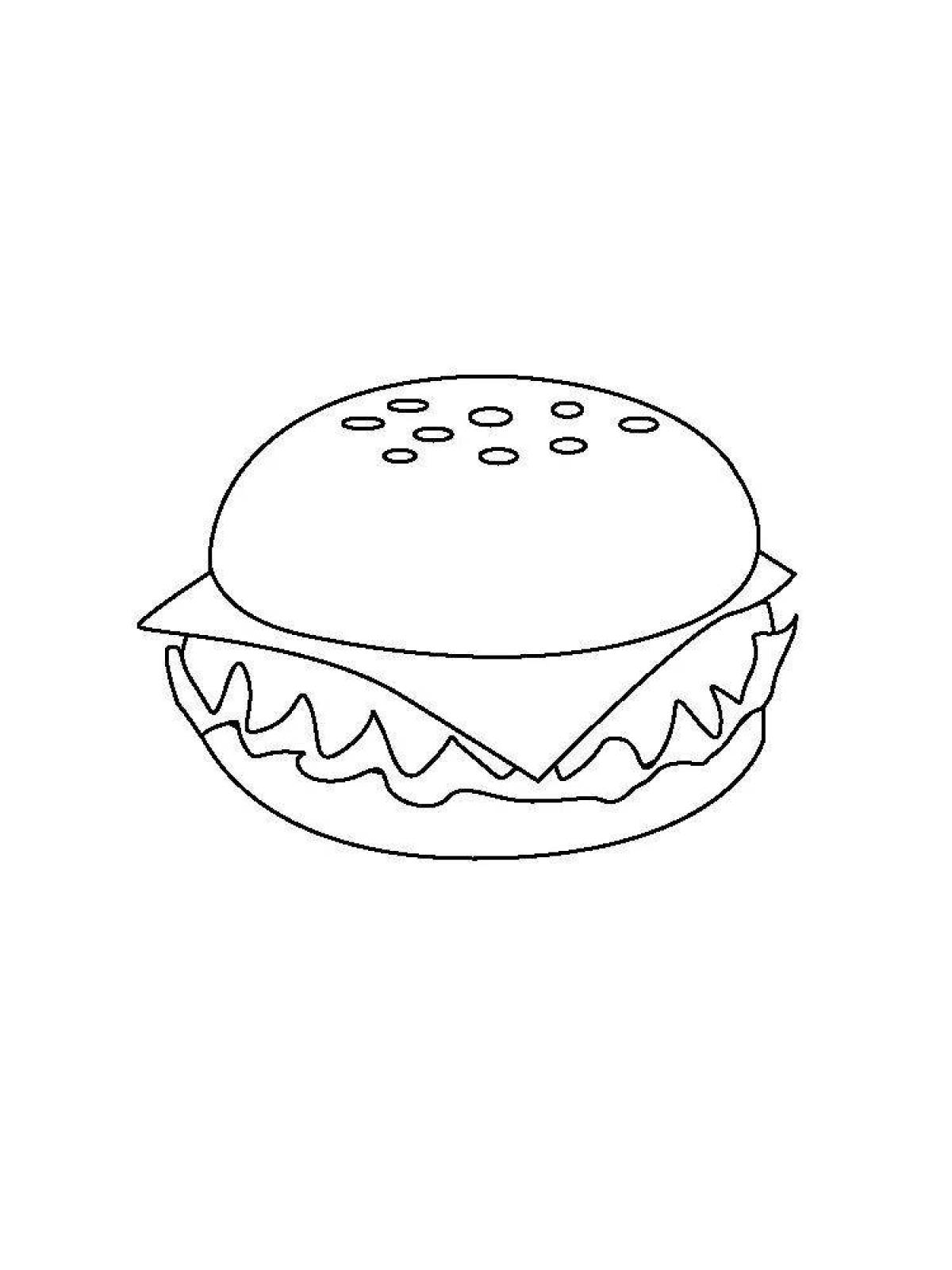 Tempting hamburger coloring page