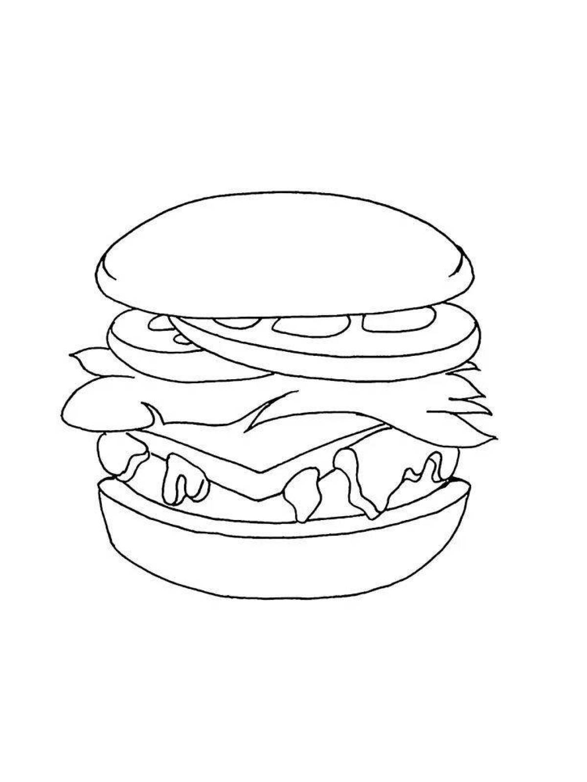 Exotic hamburger coloring page