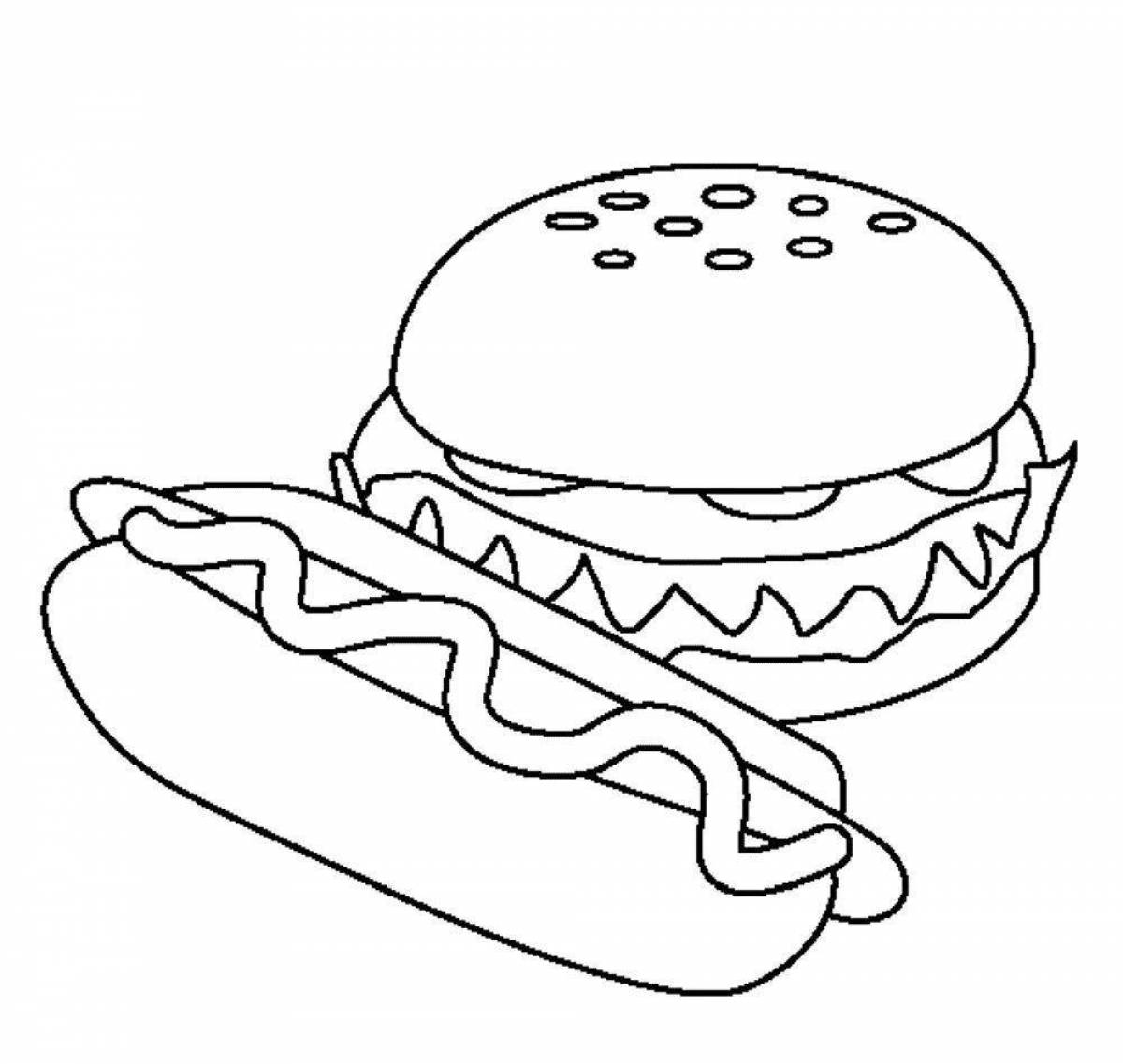 Happy hamburger coloring page