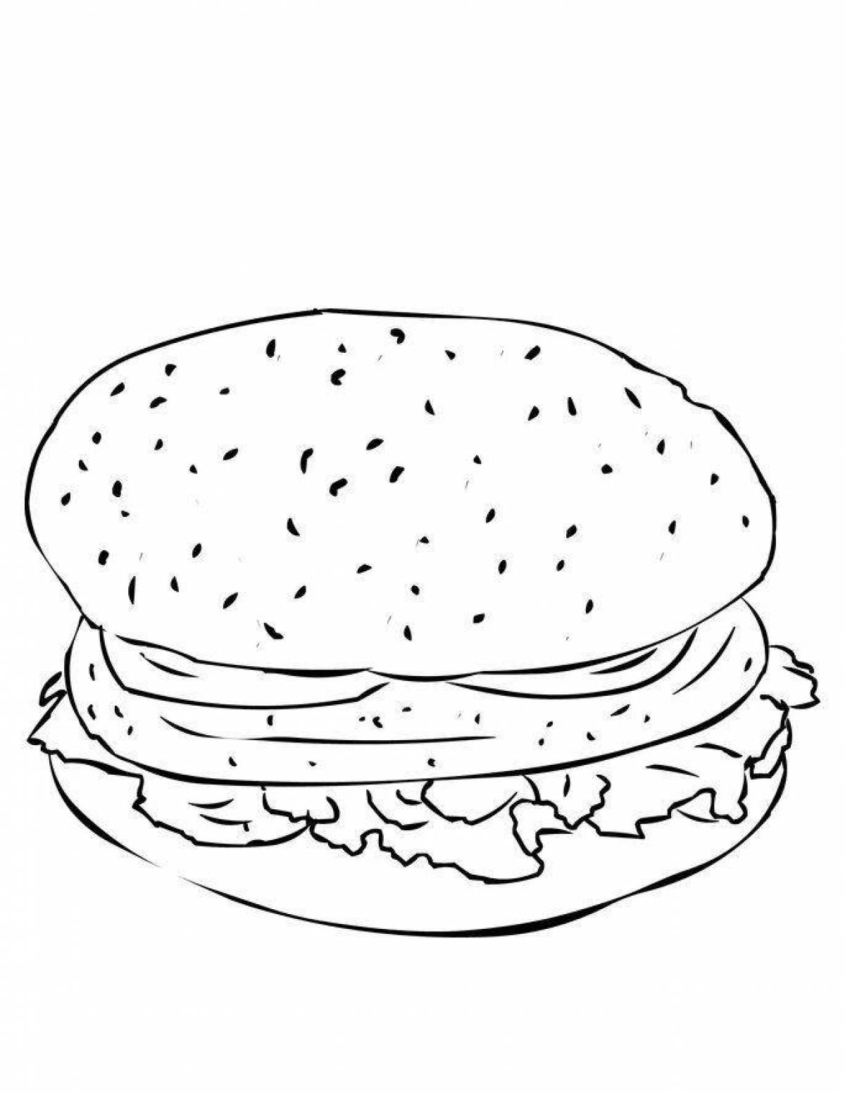 Holiday hamburger coloring page