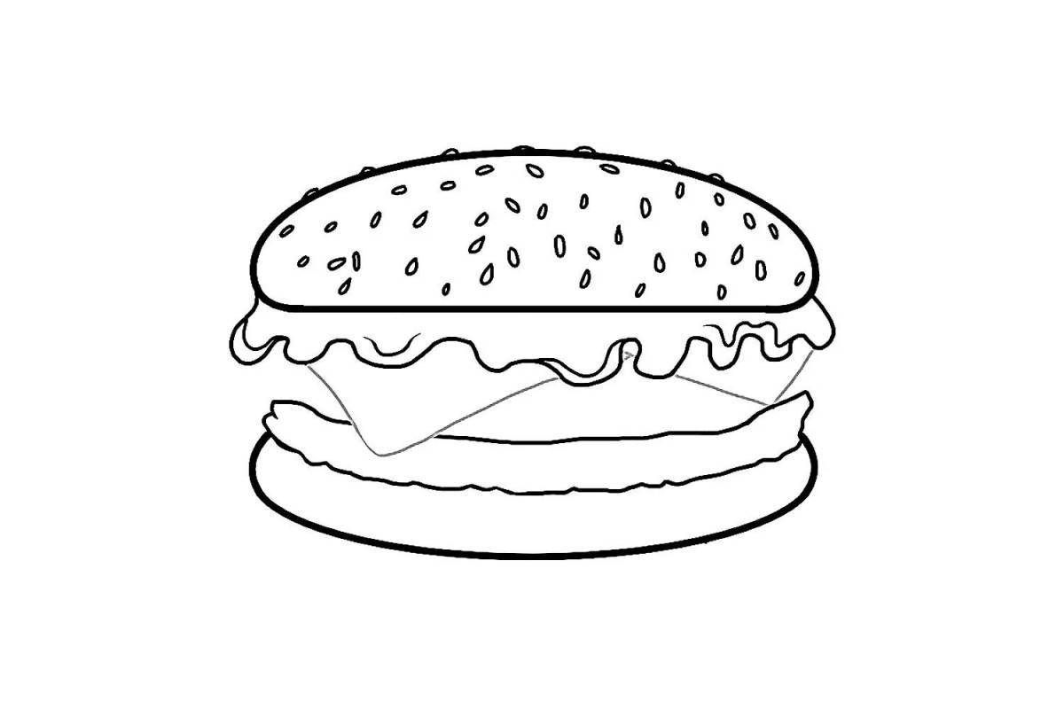 Playful hamburger coloring page