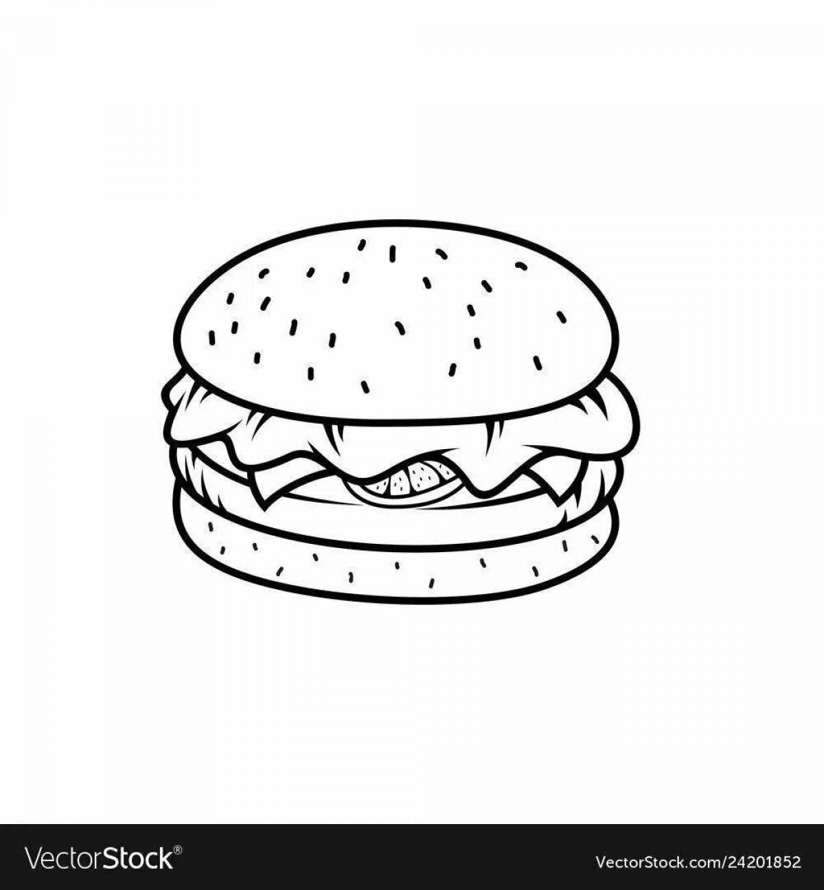 Fancy hamburger coloring page