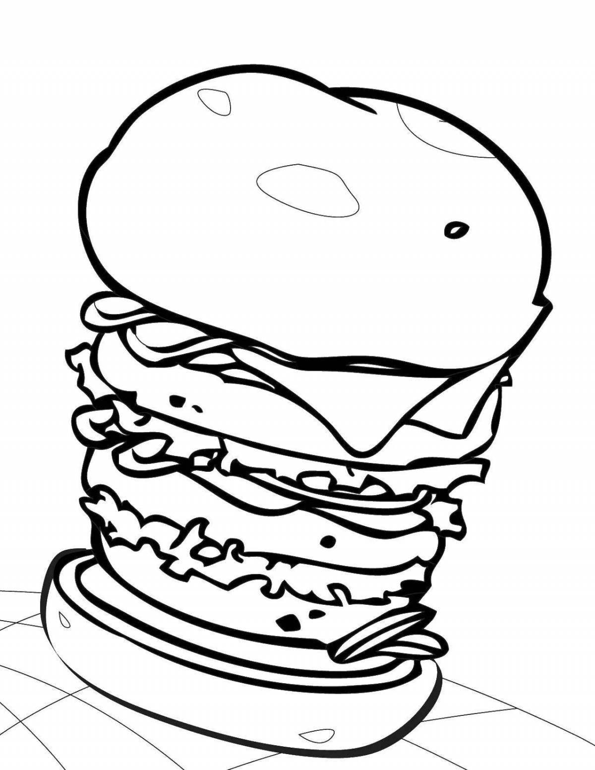 Delicious hamburger coloring page
