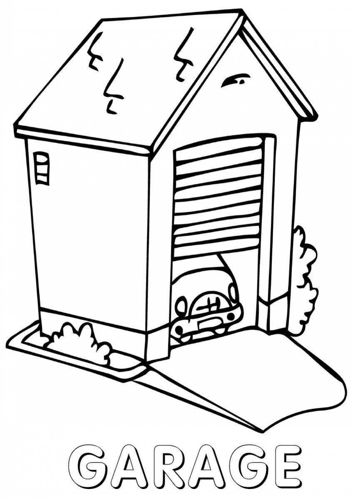 Cute garage coloring page