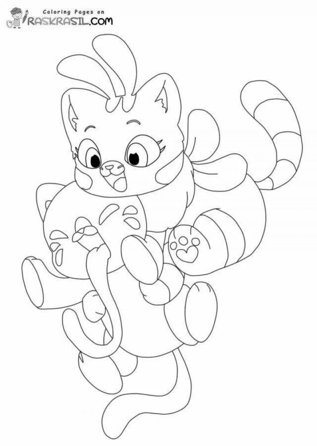 Adorable candy cat coloring page