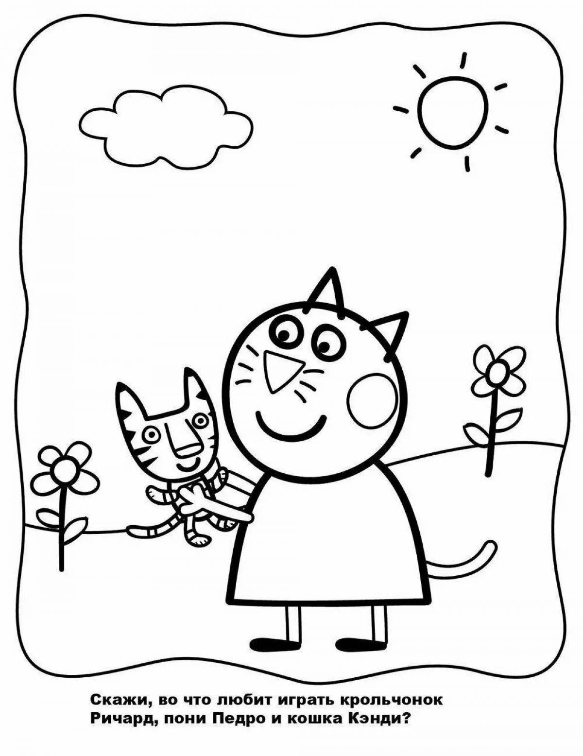 Coloring page funny candy cat