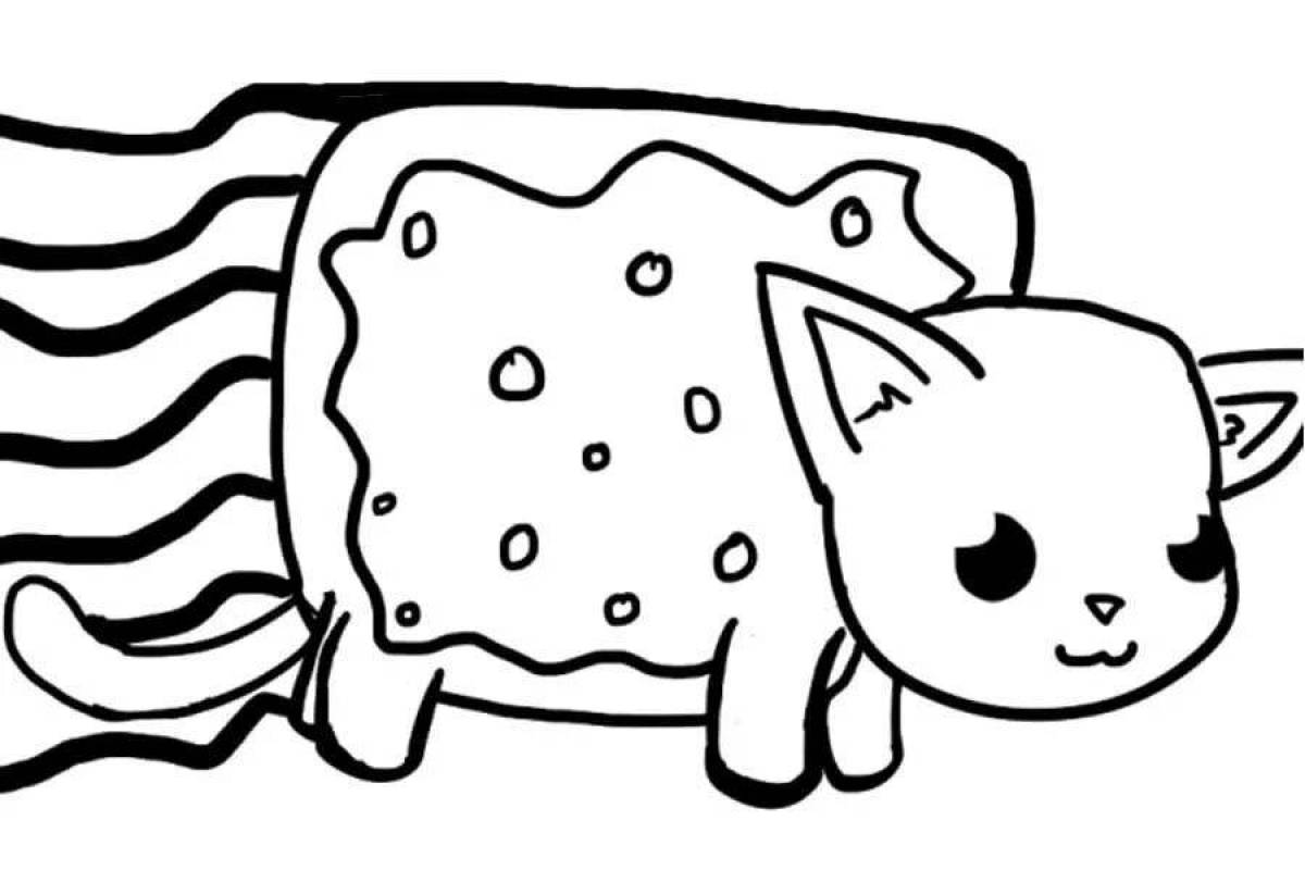 Irresistible candy cat coloring page
