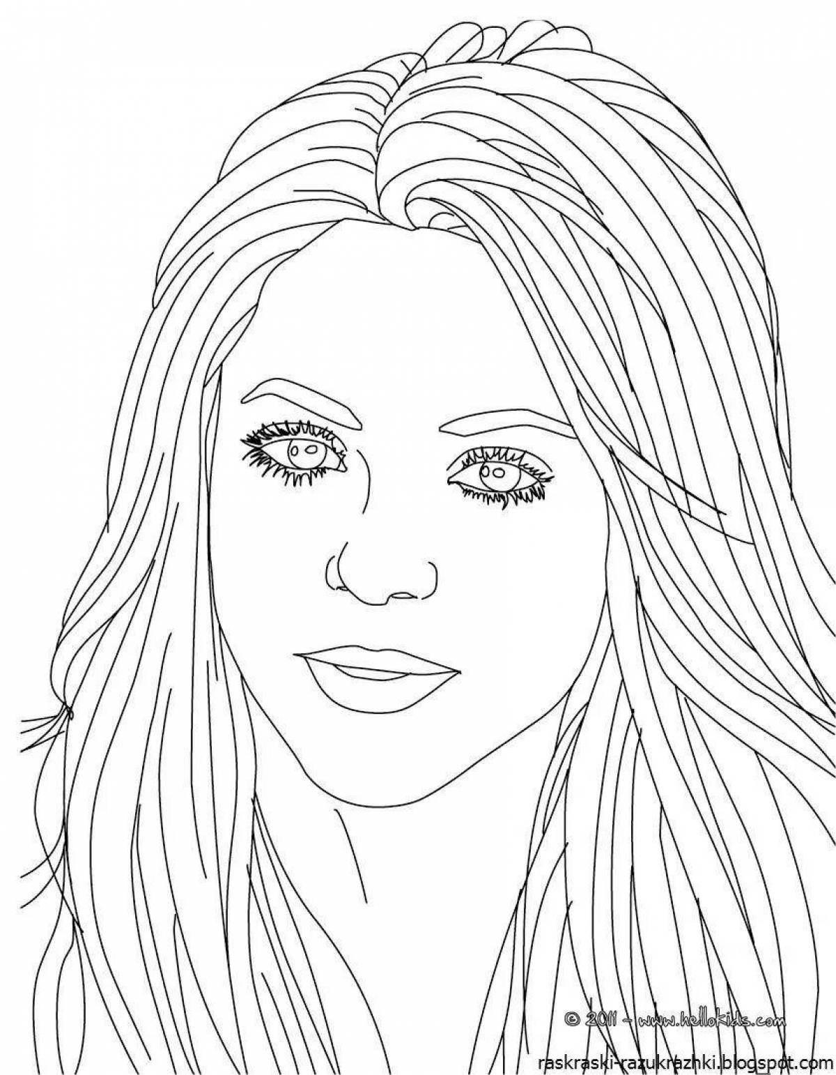 Coloring book portrait of a girl