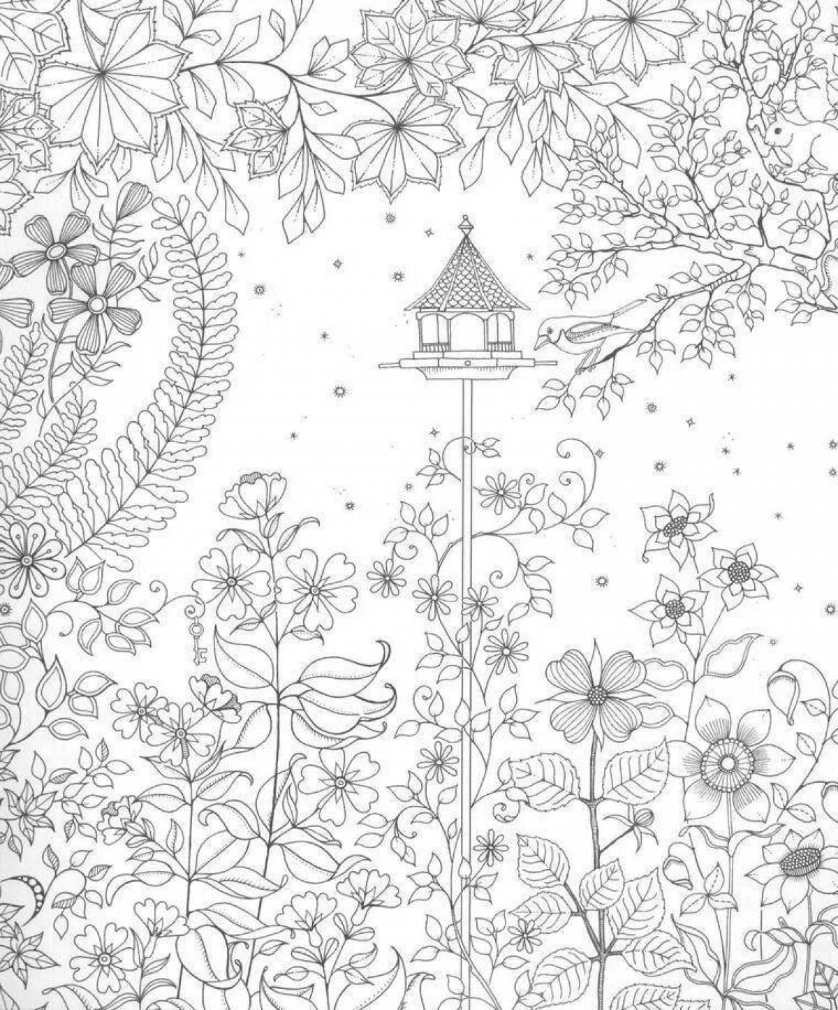 Fancy forest coloring page