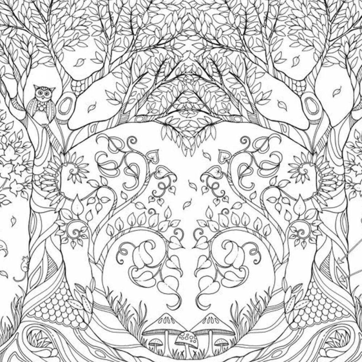 Glowing forest coloring page