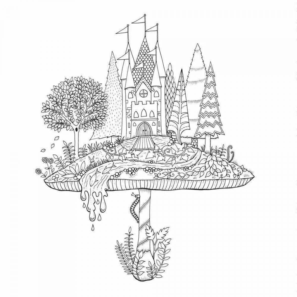 Luxury forest coloring page