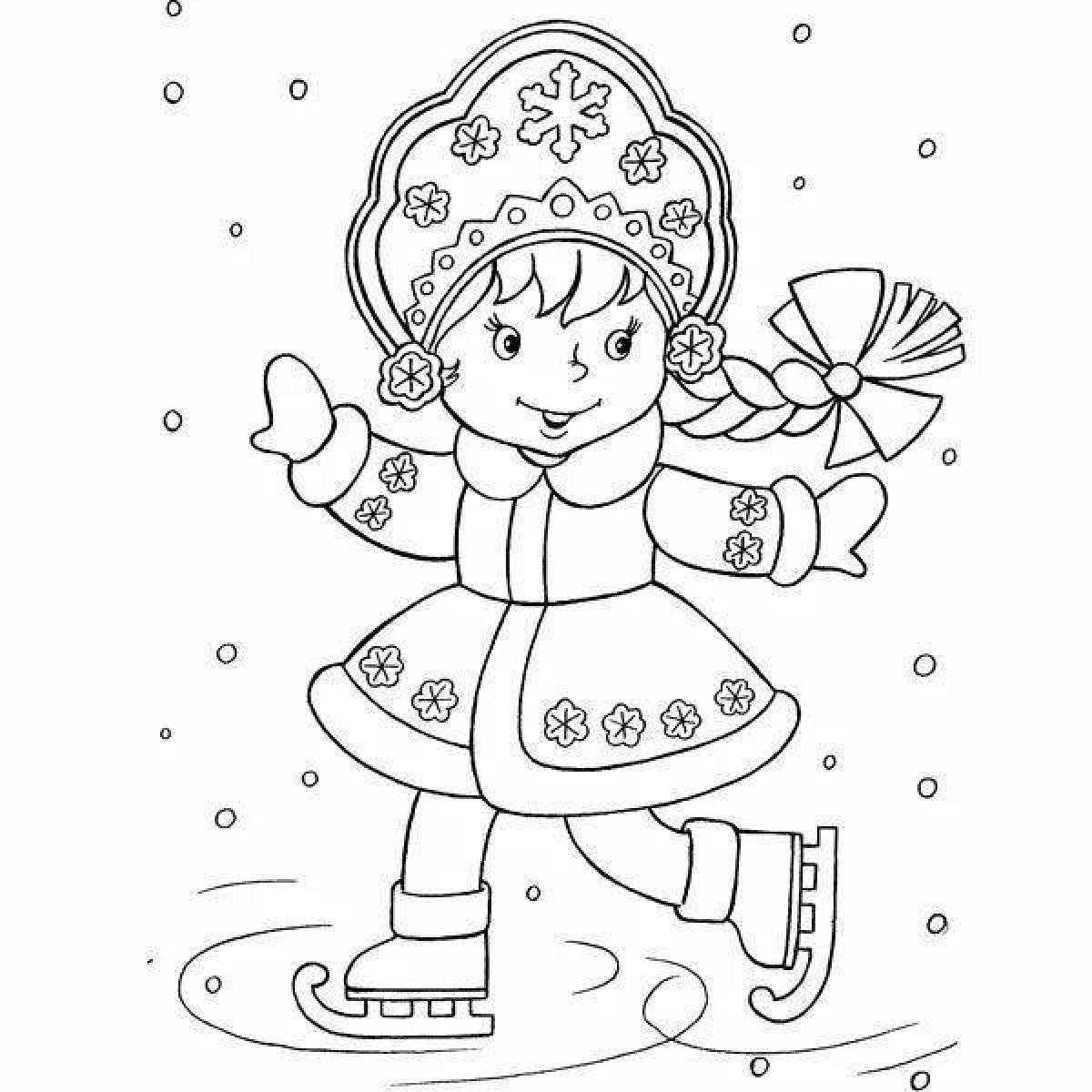 Glorious coloring snow maiden picture