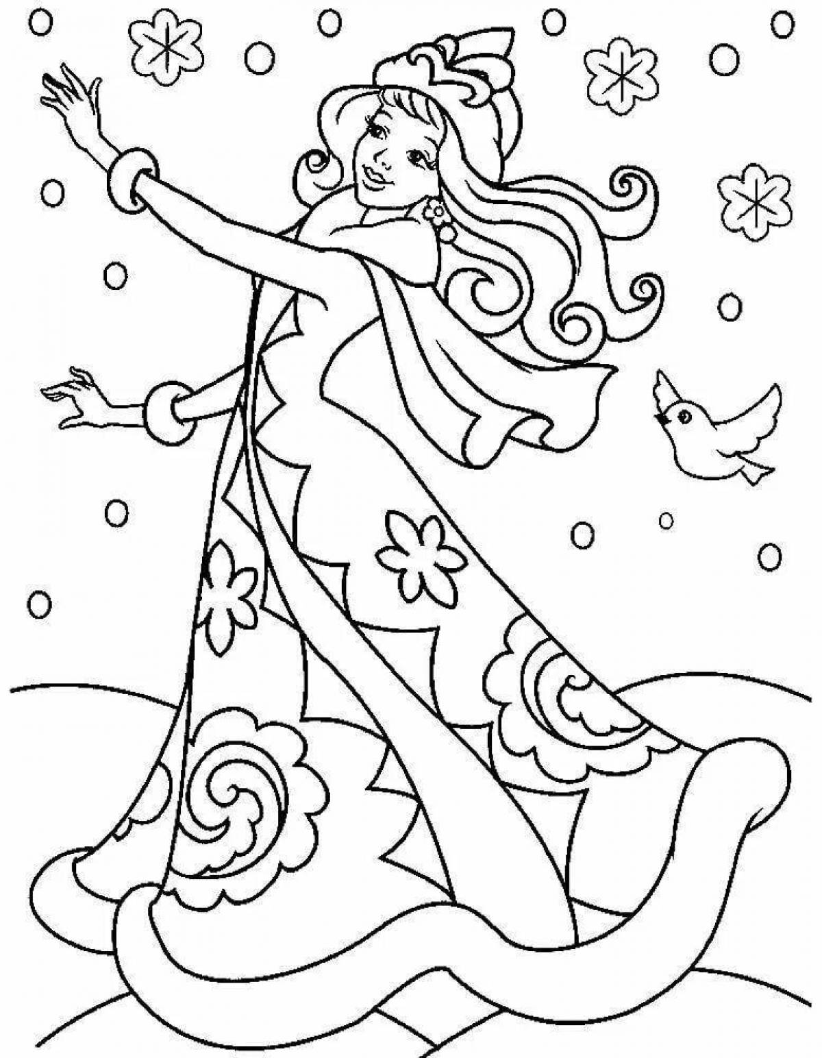 Glitter coloring snow maiden