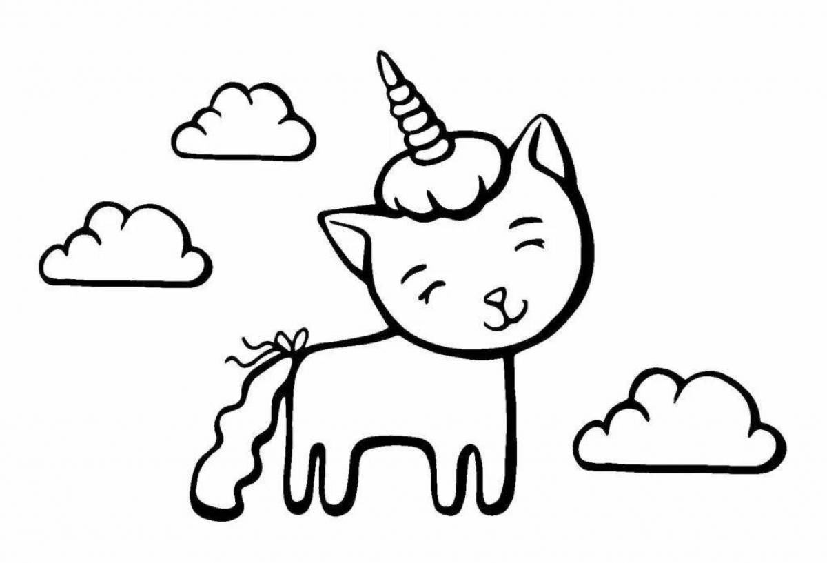 Delightful unicorn kitten coloring book