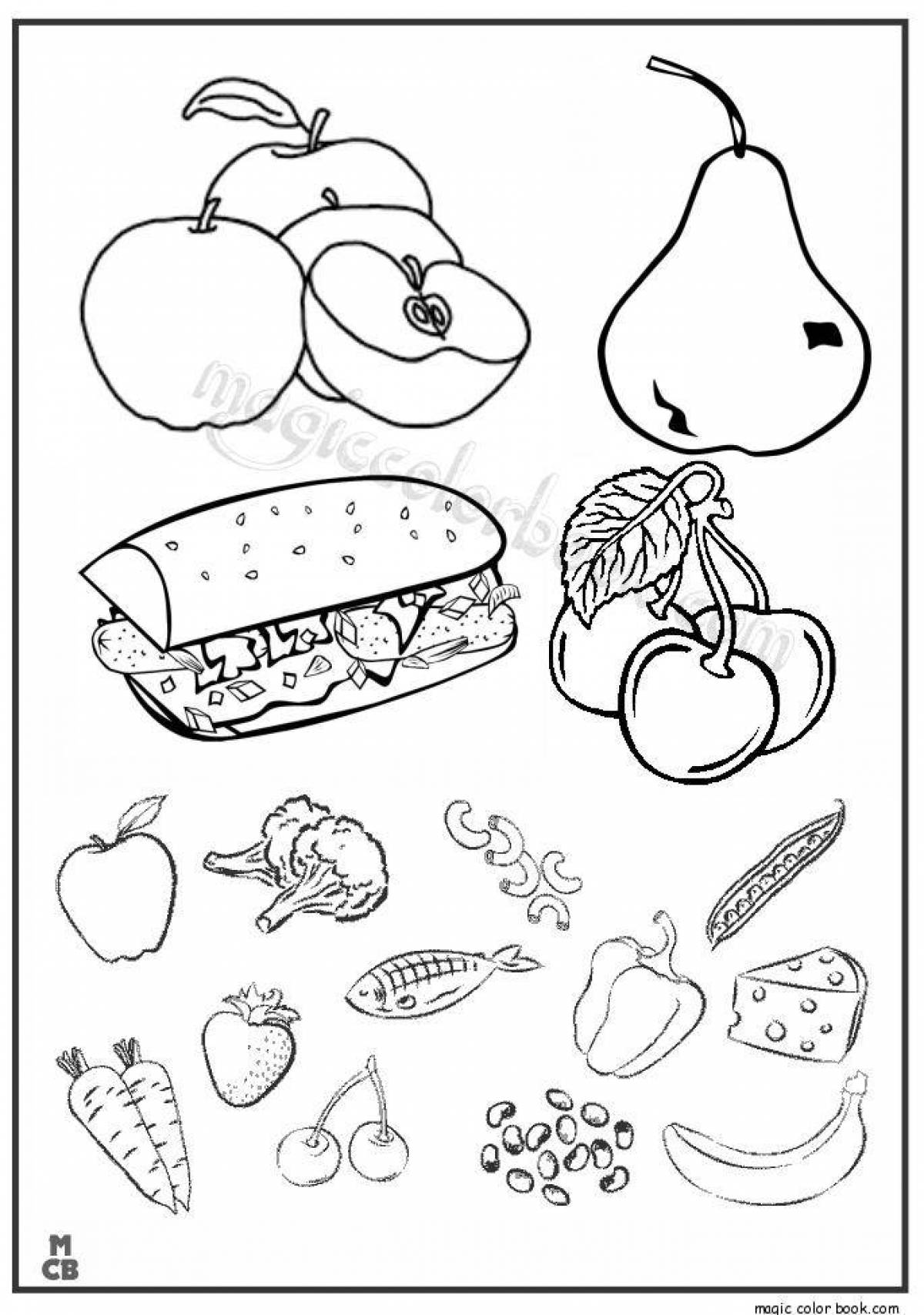Nutritional coloring book healthy food