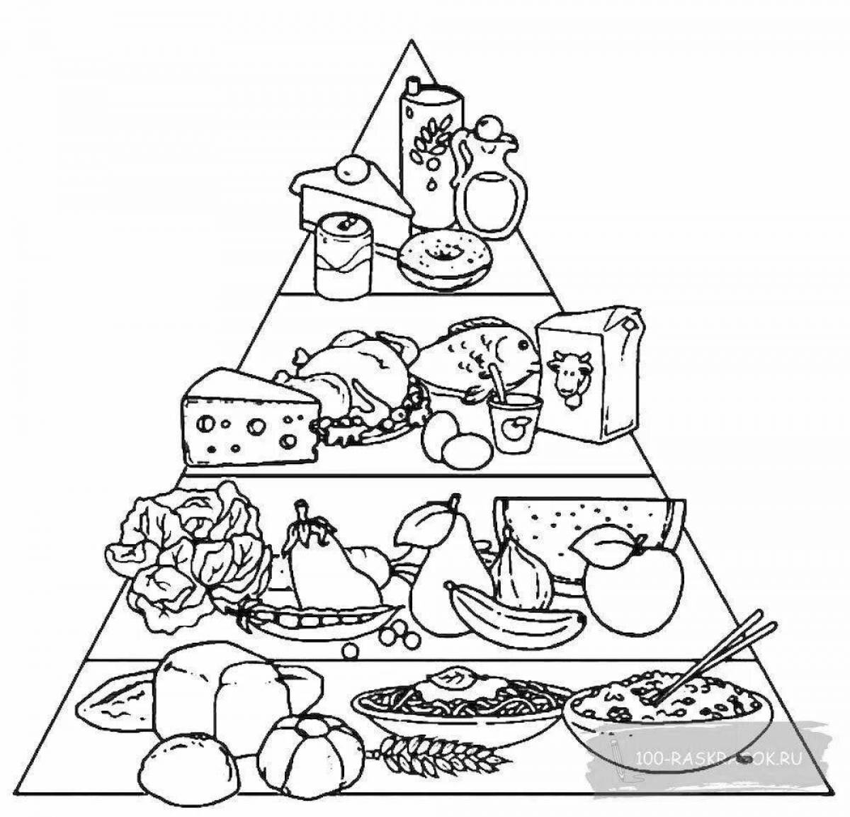 Coloring book with nutrients healthy food