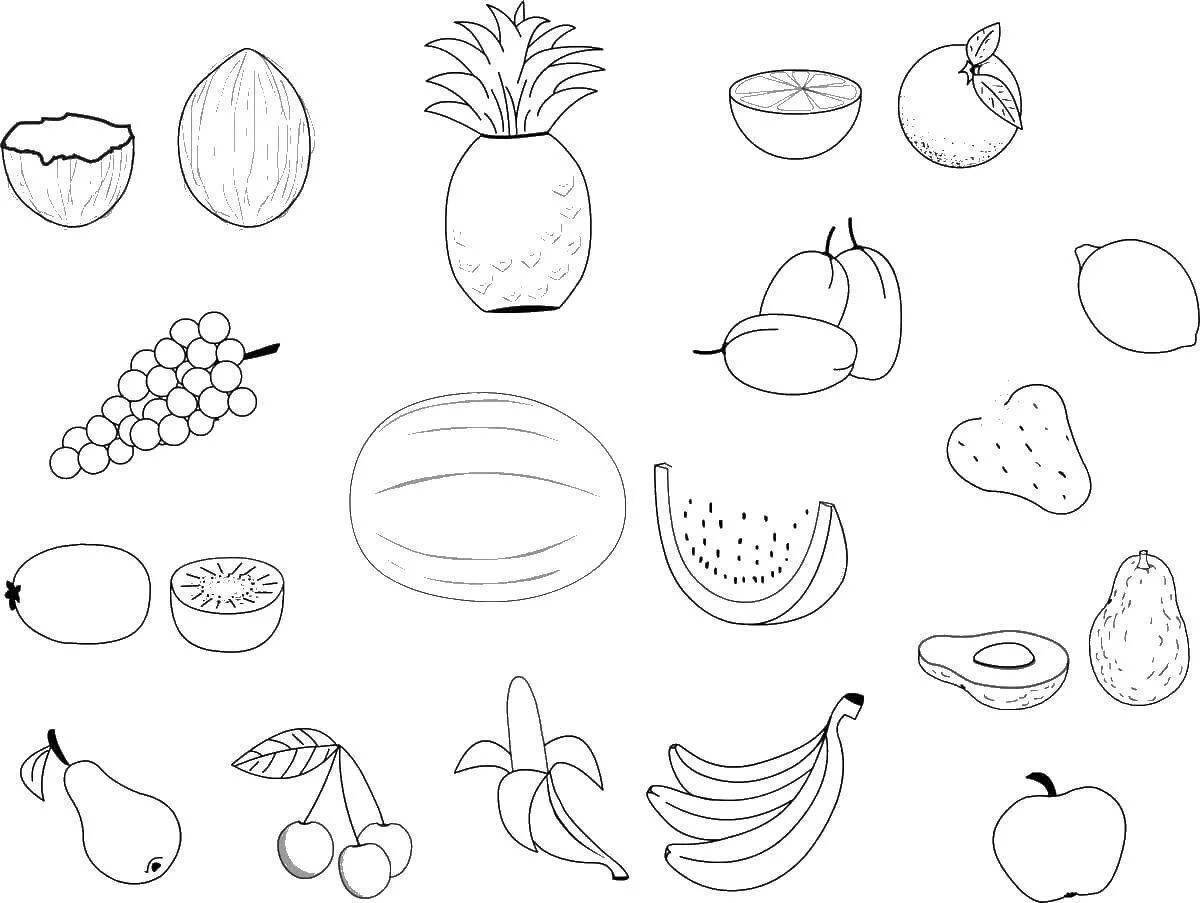 Coloring book with splashes of color healthy food