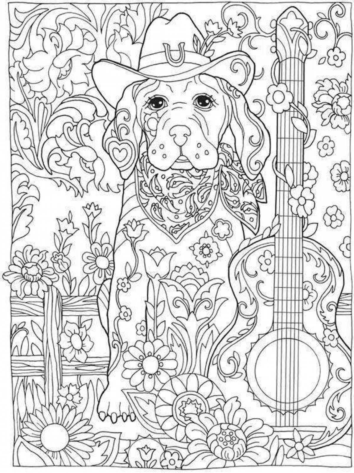 Adorable anti-stress dog coloring book