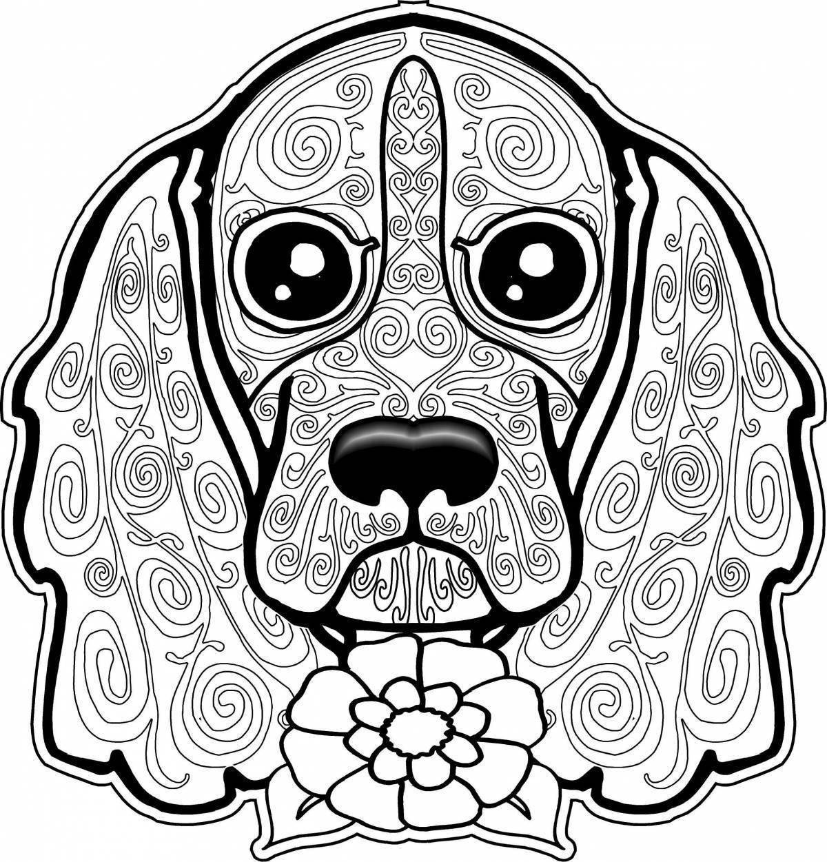 Coloring page adorable antistress dog