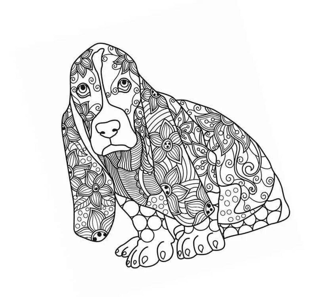 Hypnotic dog antistress coloring page