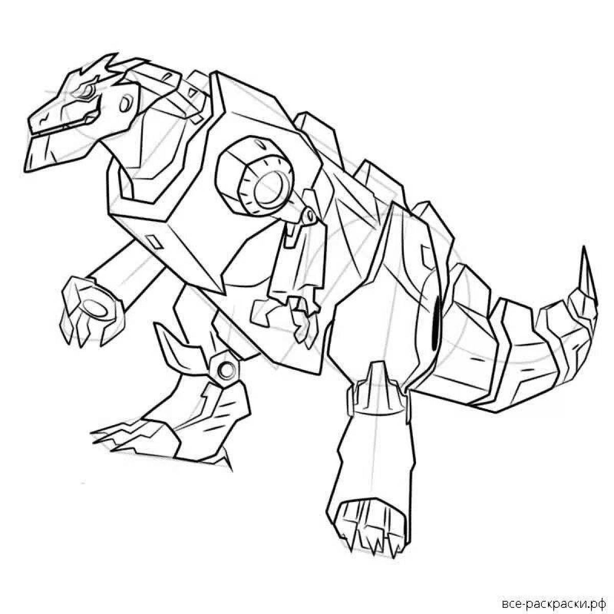Vibrant robot dinosaur coloring page