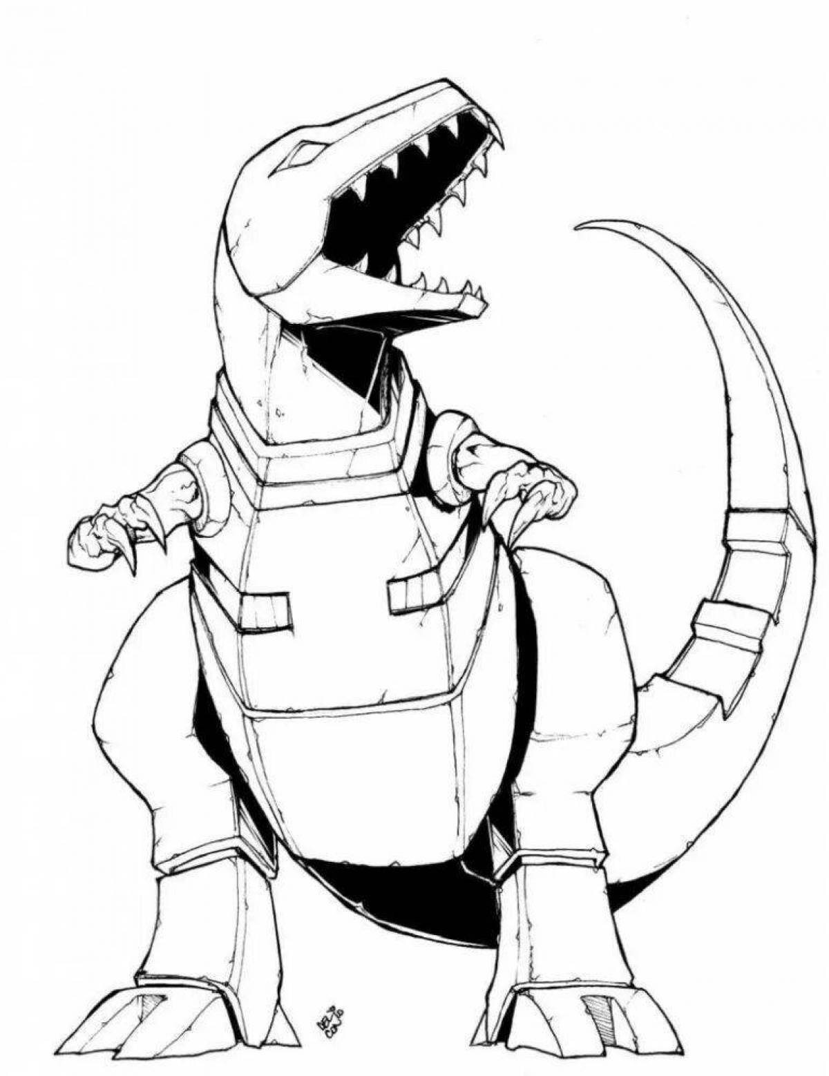 Dinosaur bold robot coloring page