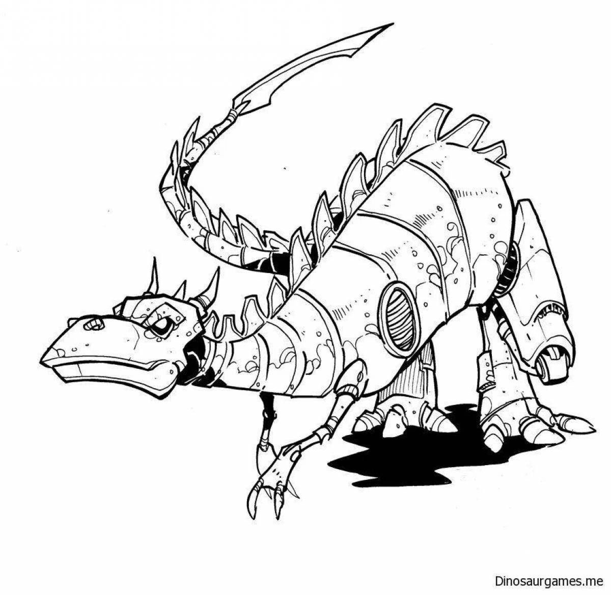 Раскраска сказочный робот-динозавр