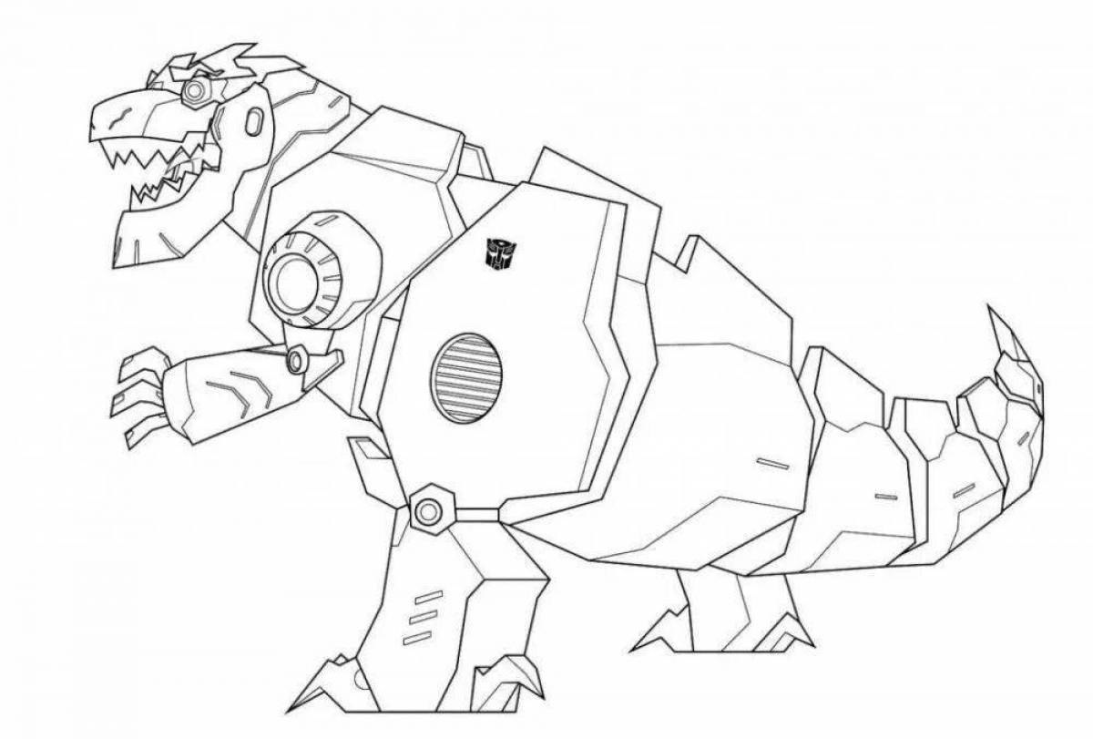 Gorgeous robot dinosaur coloring page