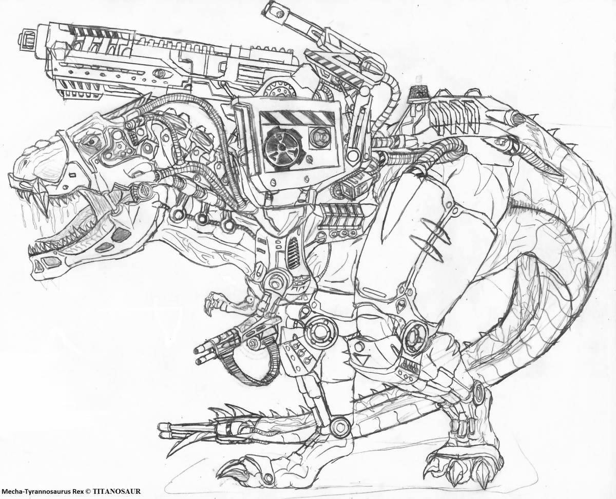 Раскраска выдающийся робот-динозавр