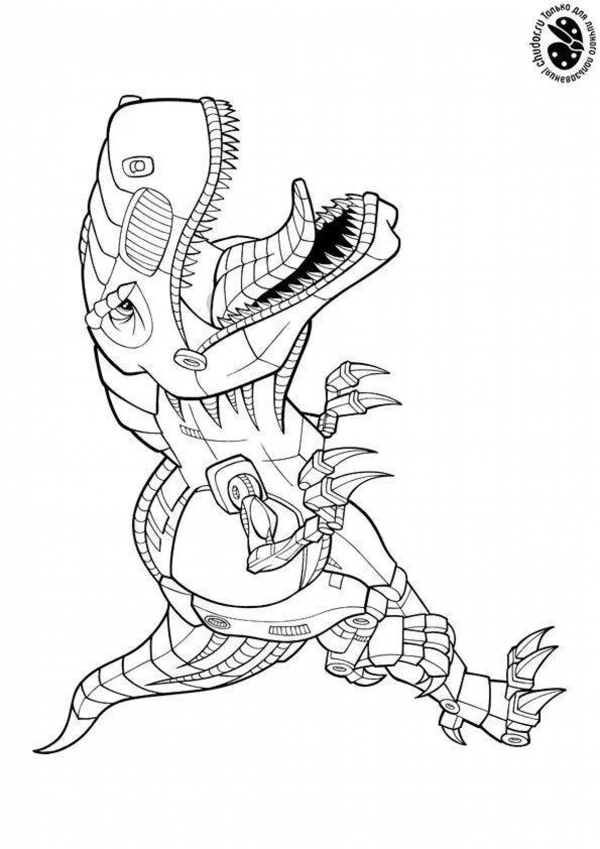 Coloring page awesome dinosaur robot