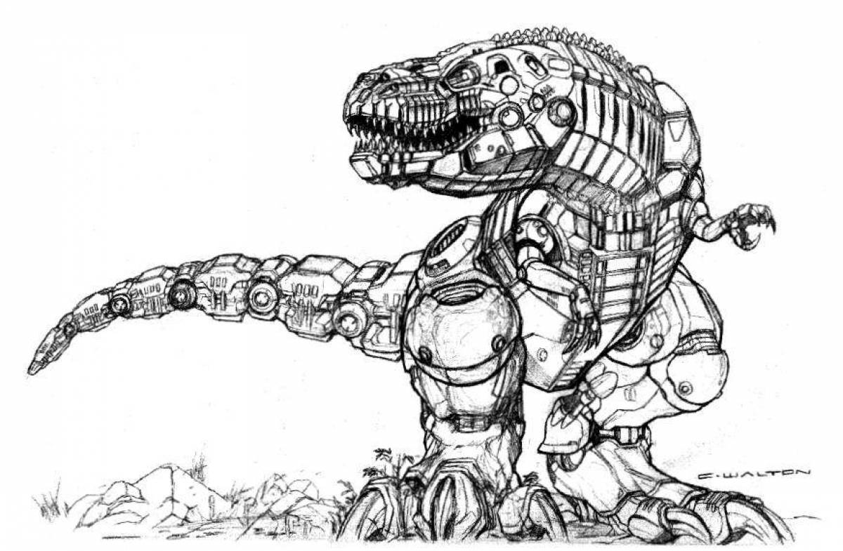 Animated dinosaur robot coloring book