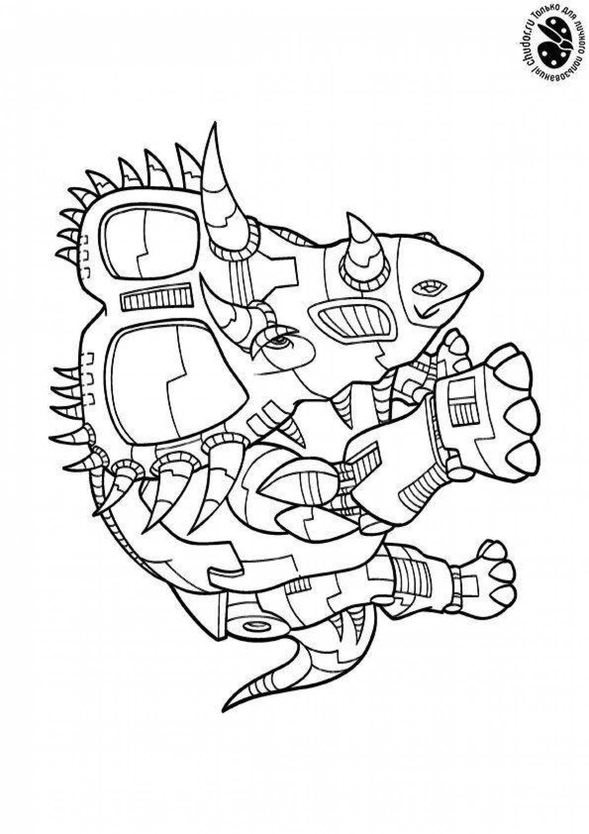 Colorful robot dinosaur coloring page