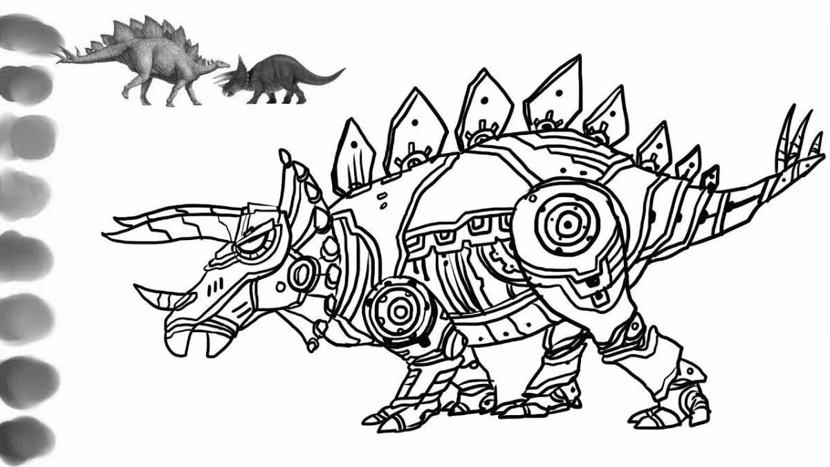 Glitter dinosaur robot coloring page