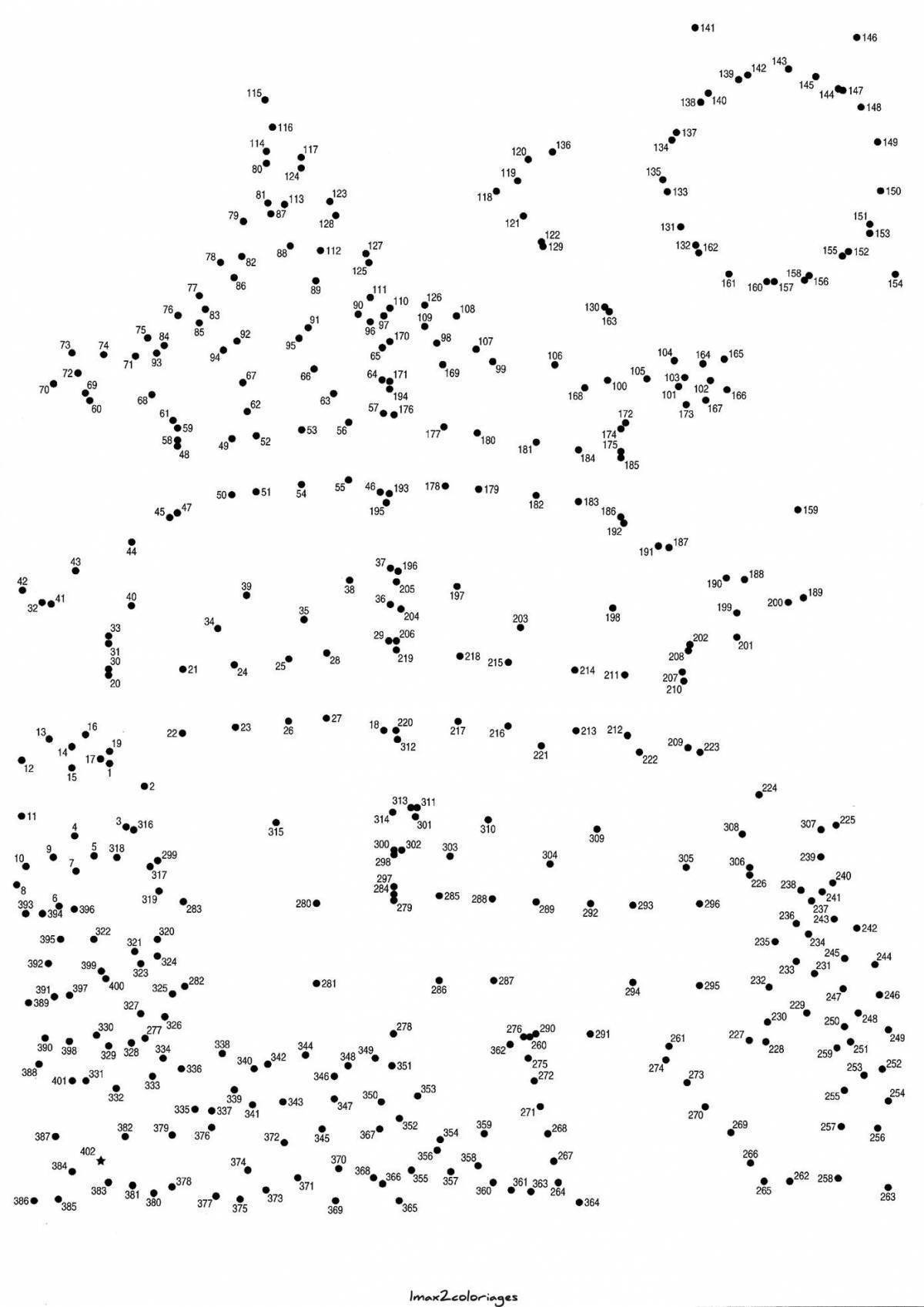 Coloring page of bright complex dots
