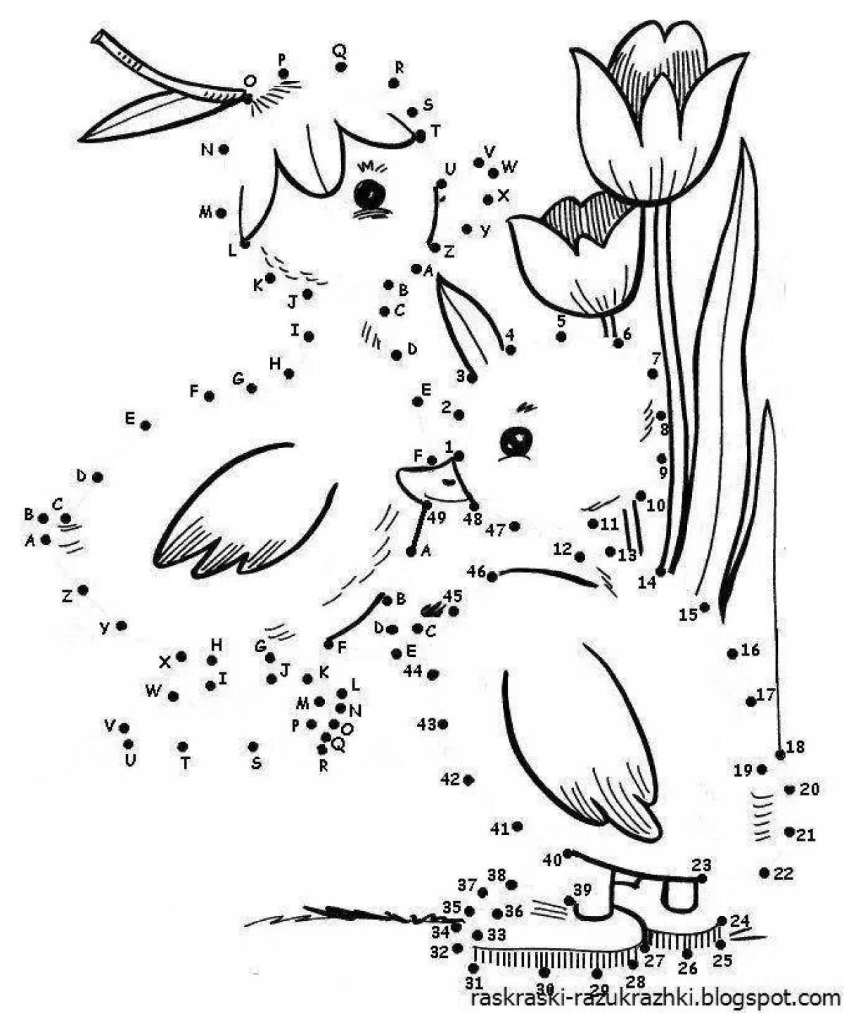 Detailed dot coloring page