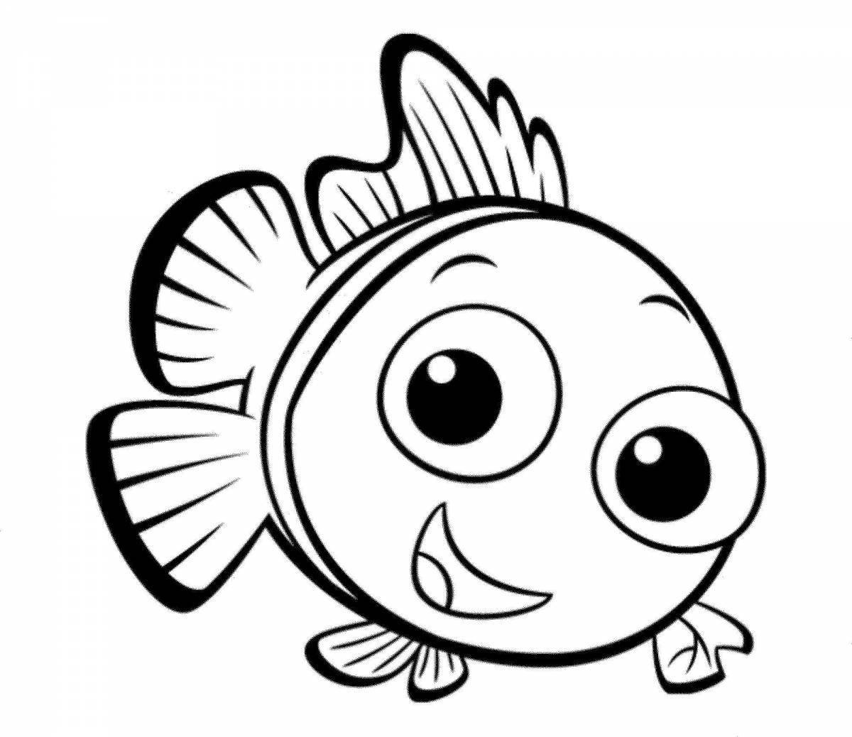Funny fish coloring book for kids