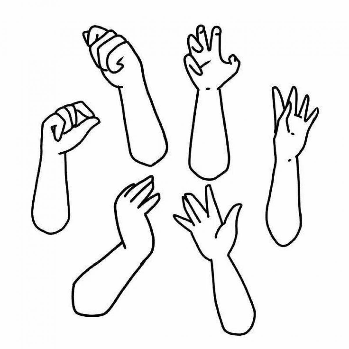Color-filled hand thing wednesday coloring page