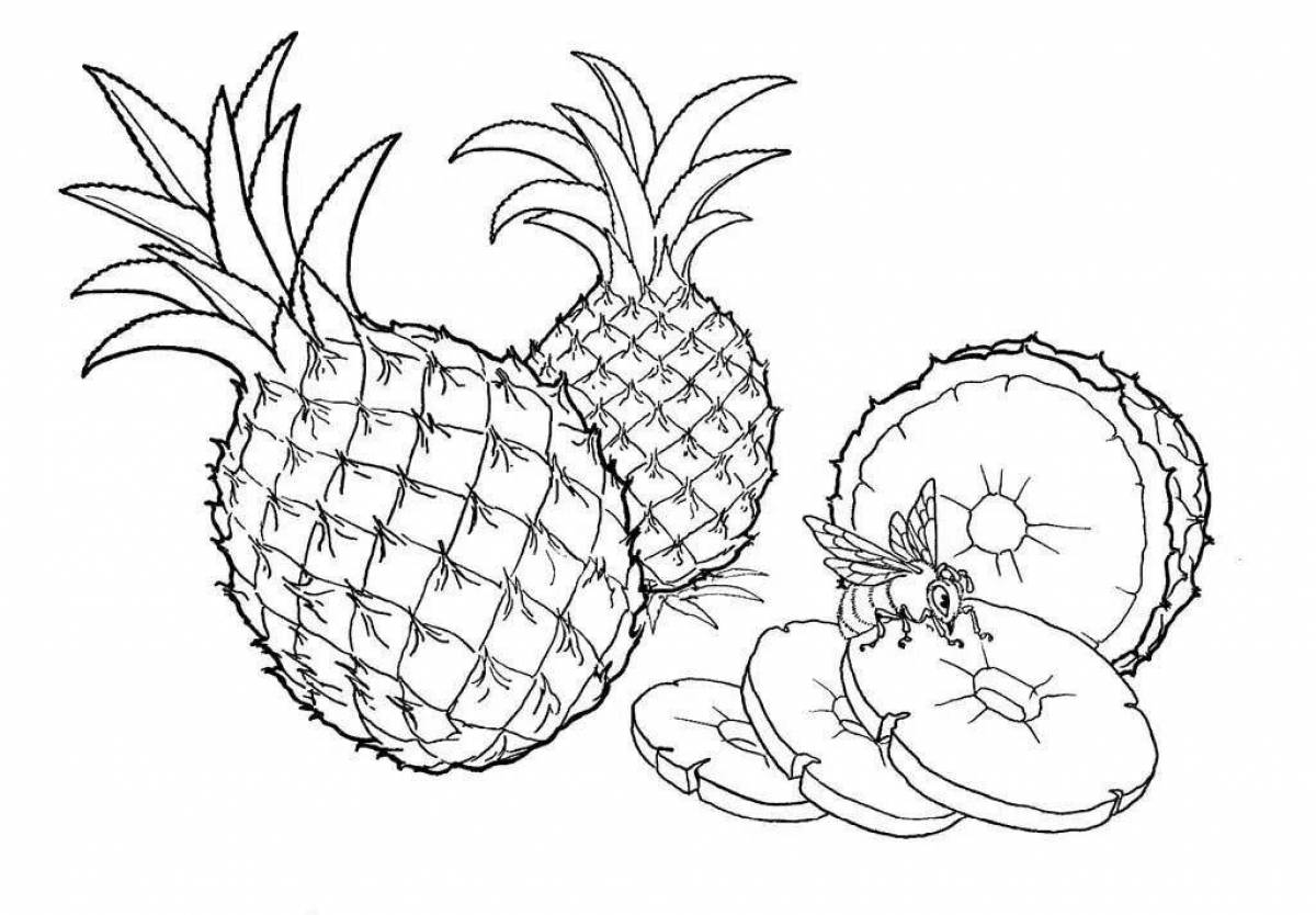 Colorful pineapple coloring book for kids