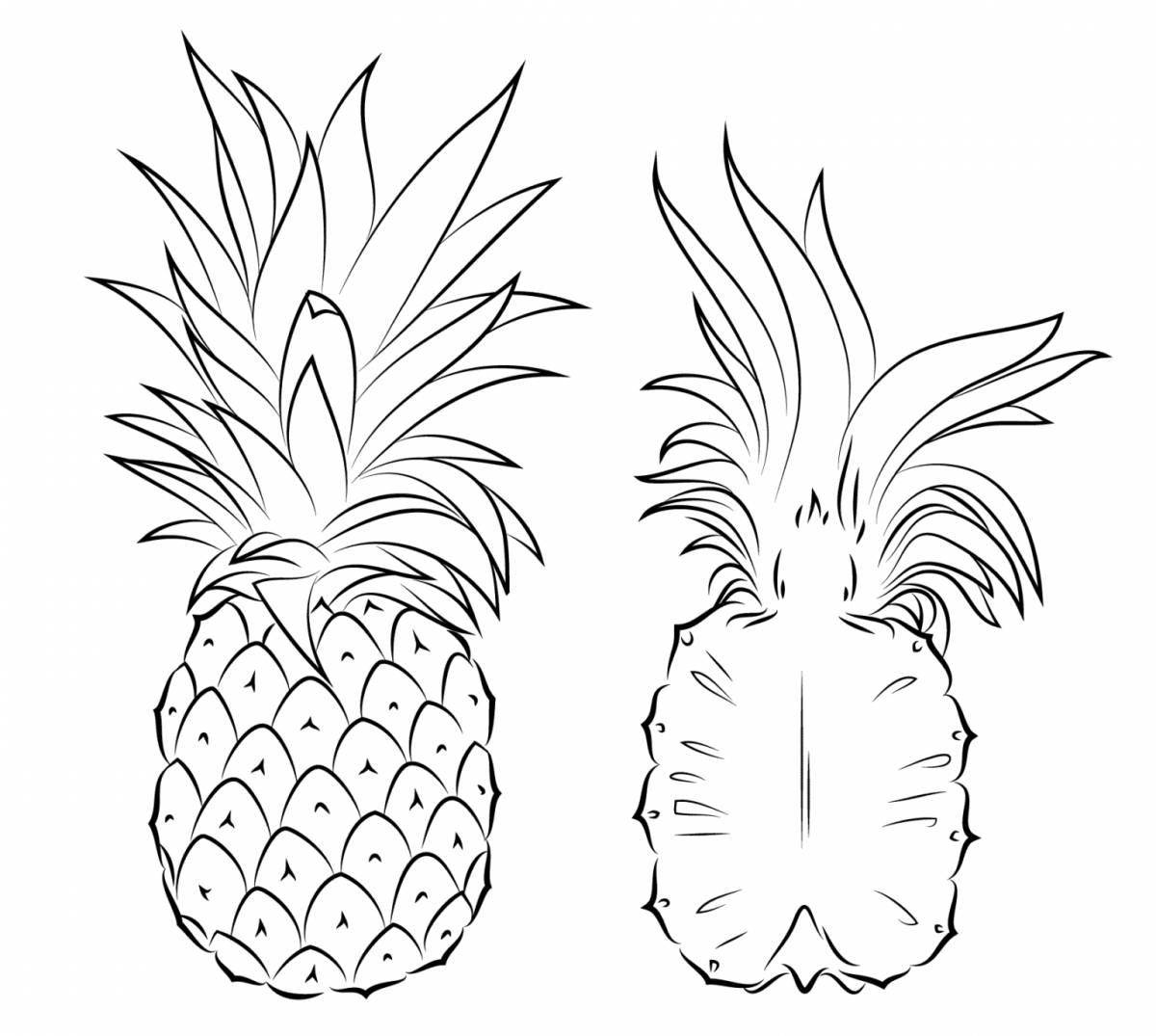 Adorable pineapple coloring book for kids