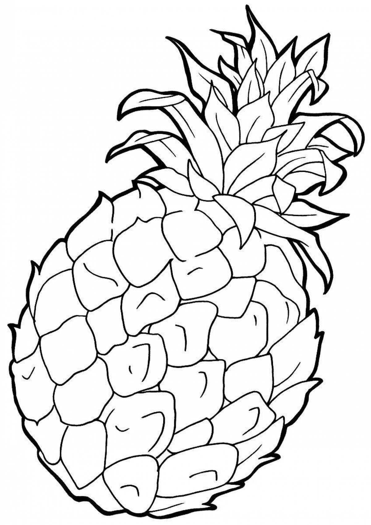 Color-party pineapple coloring for kids