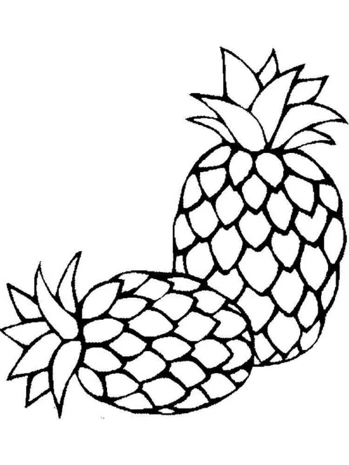 Colored pineapple coloring page for kids