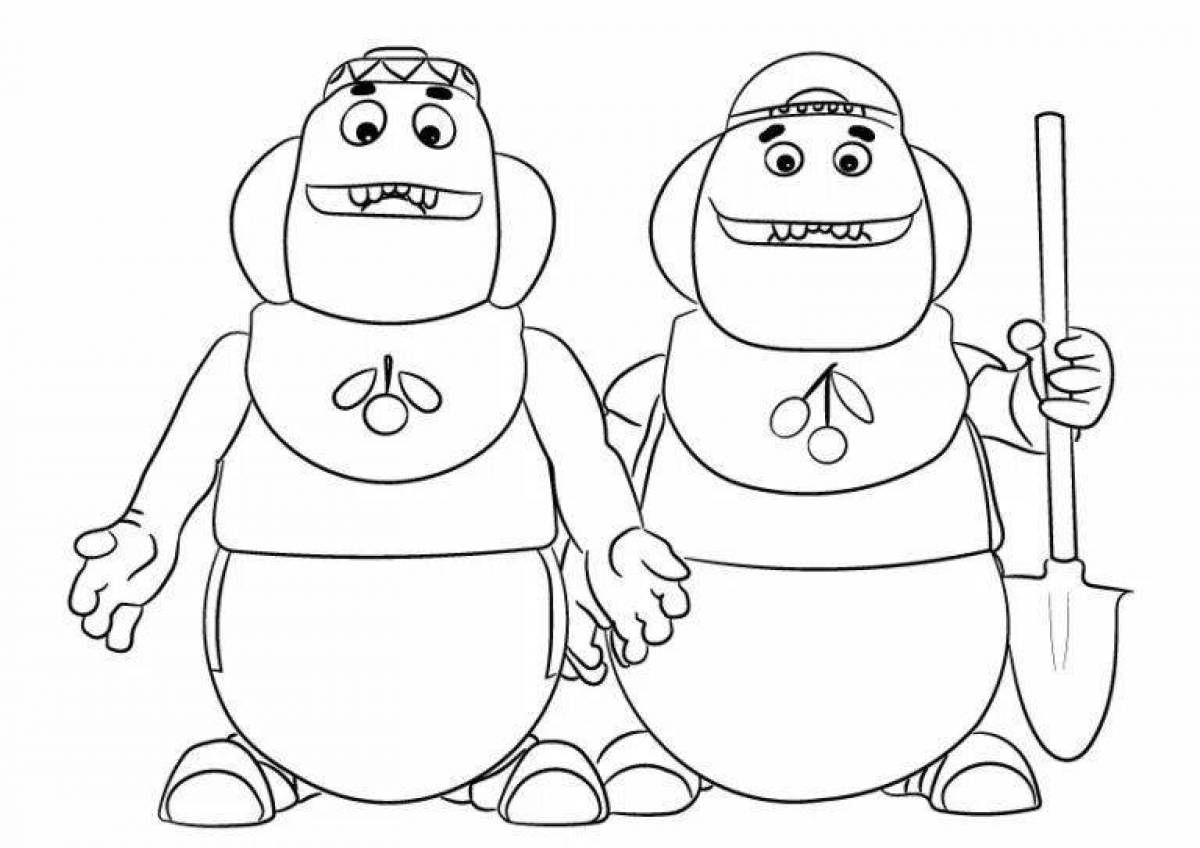 Coloring page cheerful pouf and pouf
