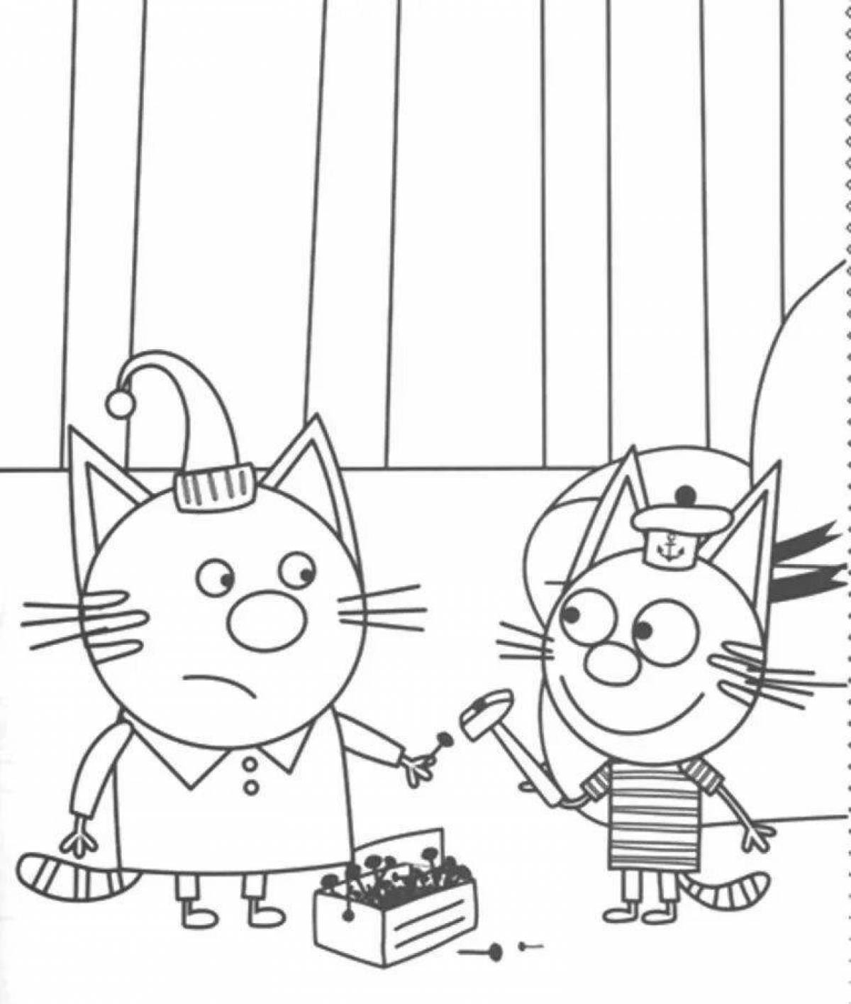 Three cats coloring book #1