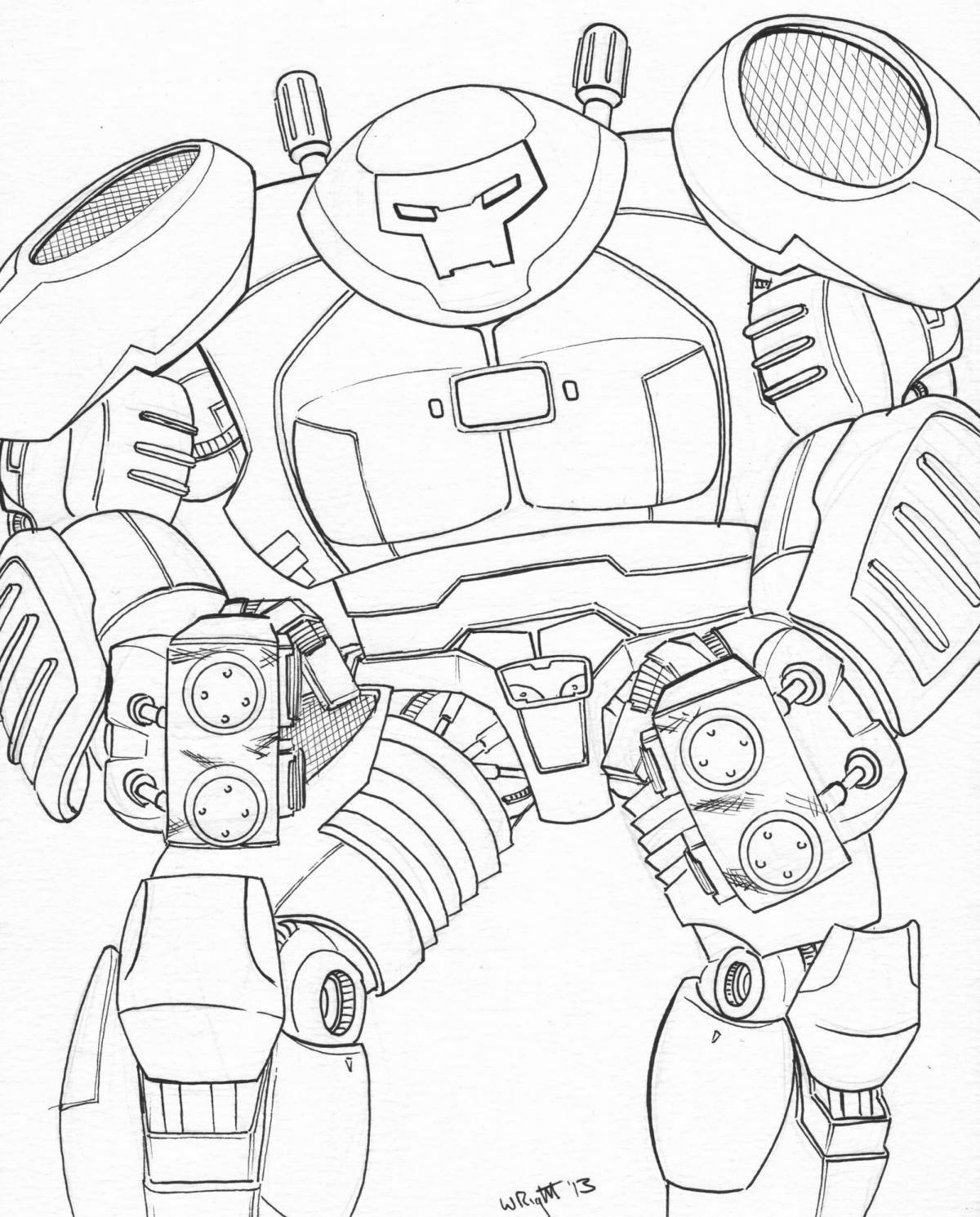 Colorful lego hulk buster coloring page