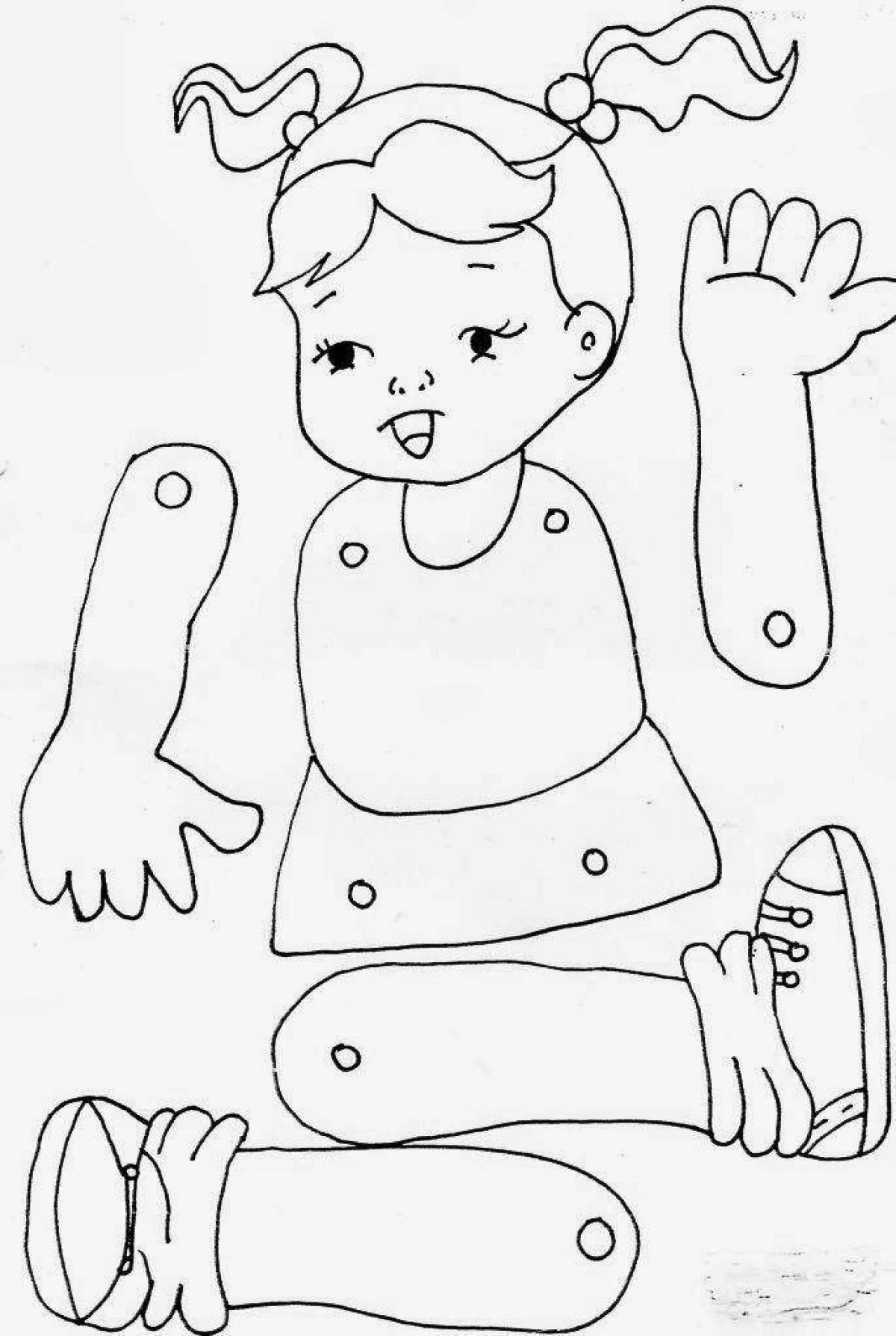 Colorful coloring pages of human body parts for kids