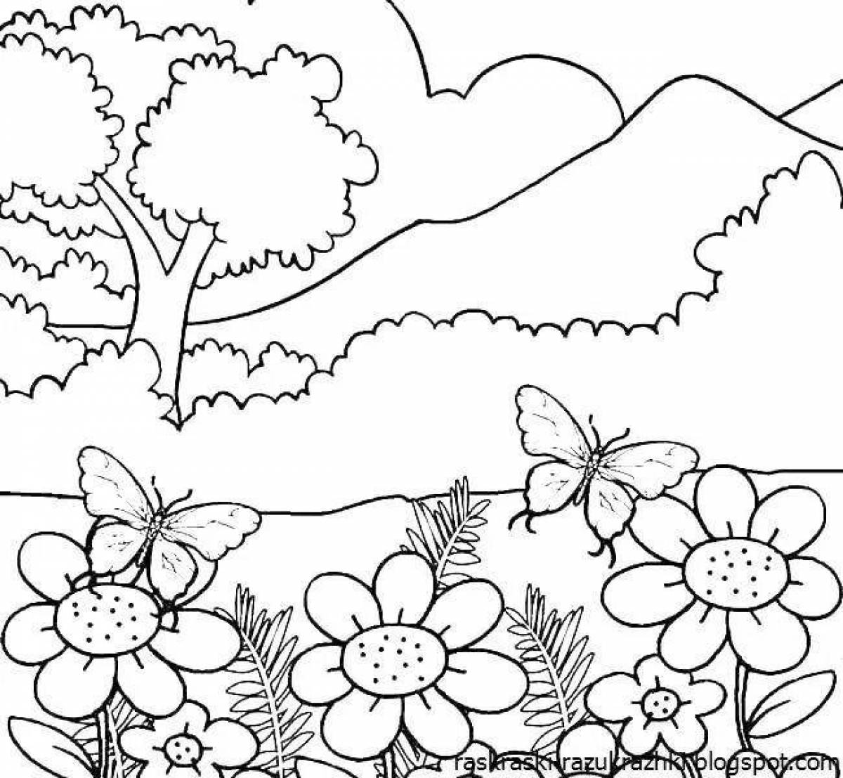 Adorable nature coloring book for 6-7 year olds