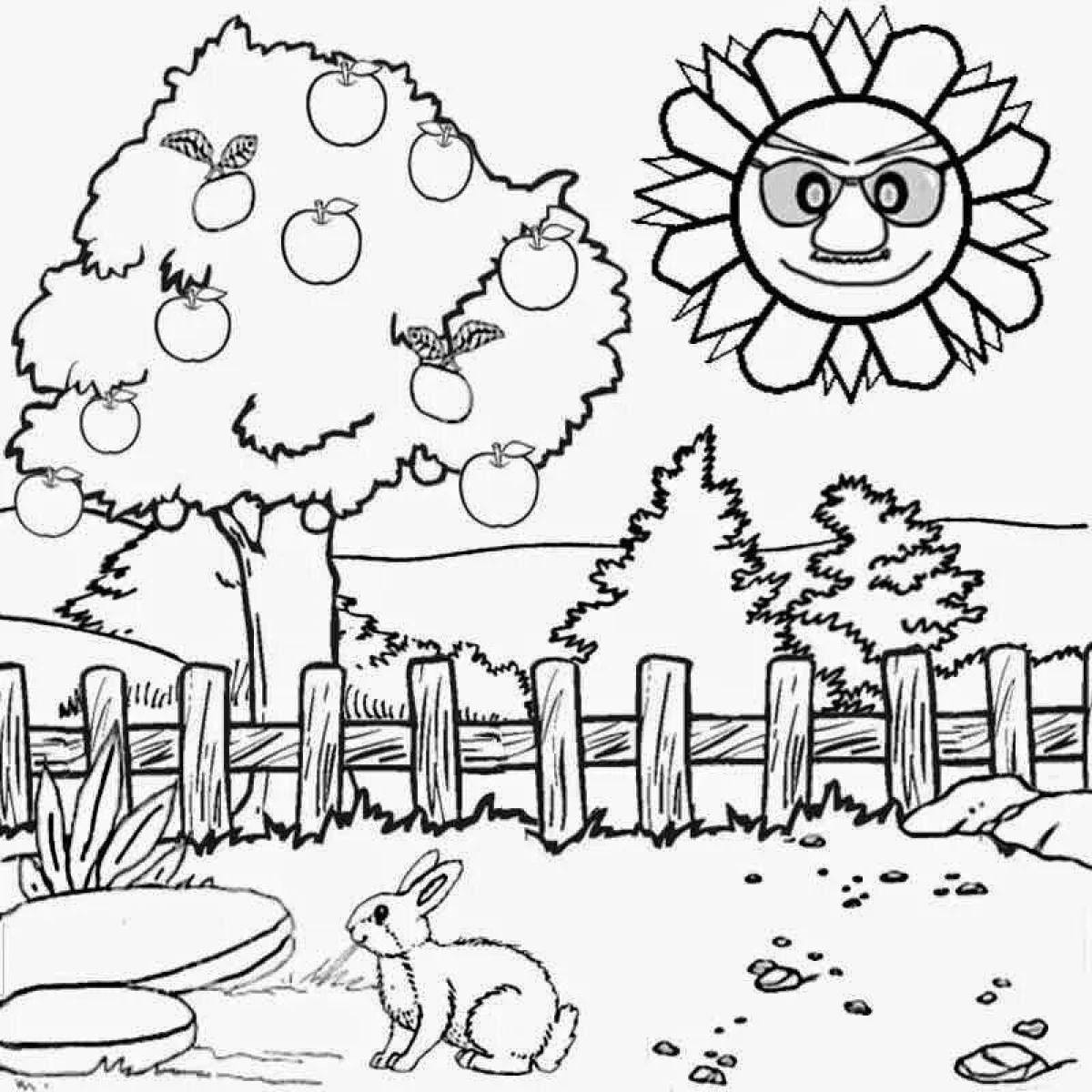 Colouring peaceful nature for children 6-7 years old