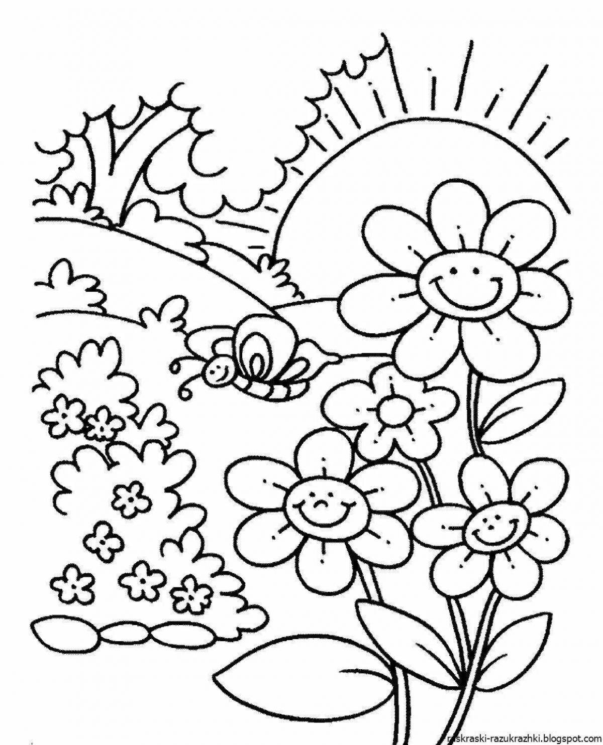 Glowing nature coloring book for children 6-7 years old