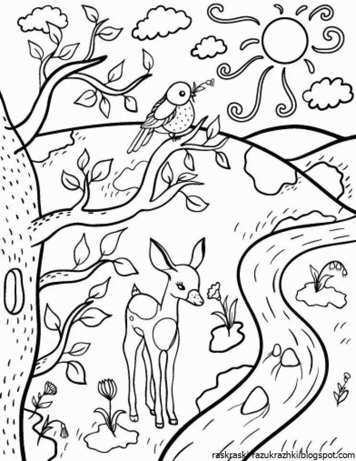 Luxury nature coloring book for children 6-7 years old