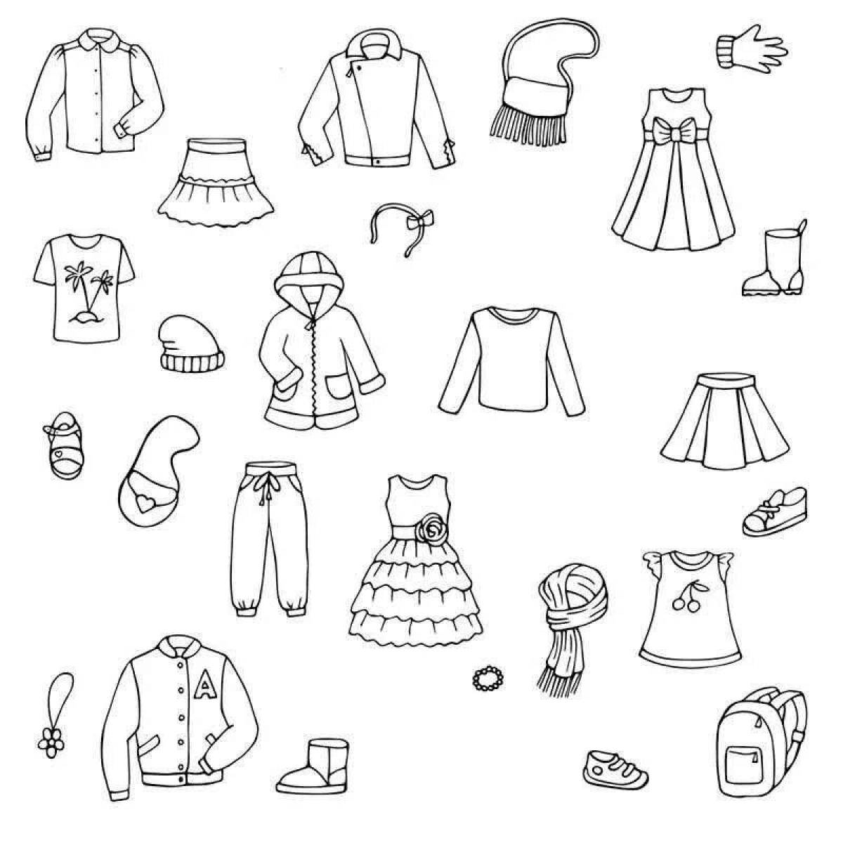 Colorful coloring page of clothes for 4-5 year olds